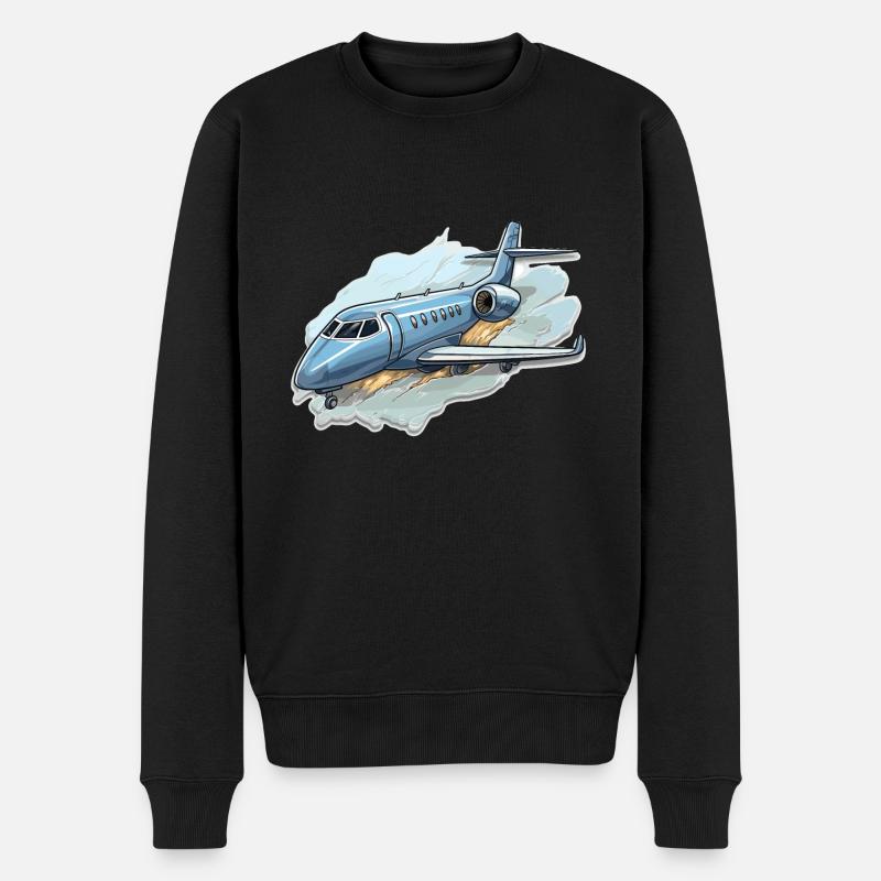 Flugzeug - Illustration - Männer Premium Bio Pullover - Schwarz