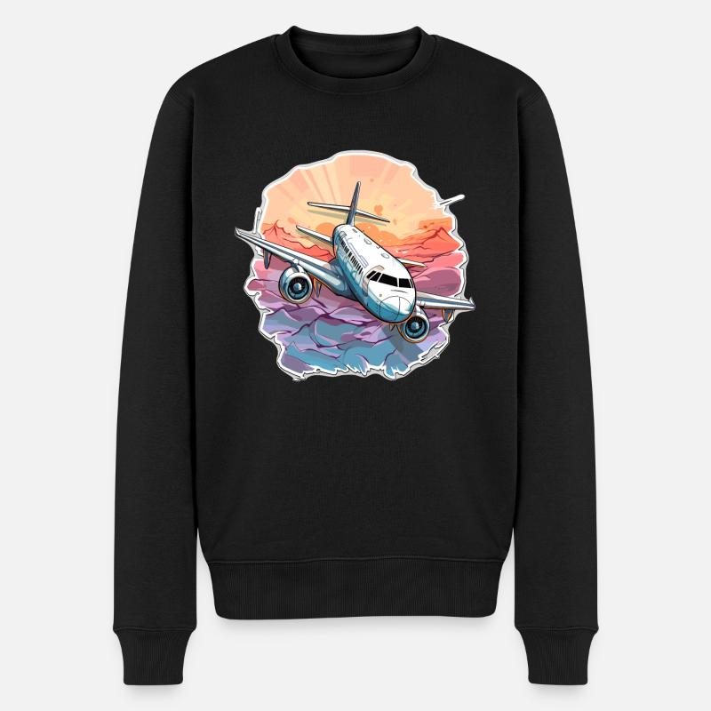 Flugzeug - Illustration - Männer Premium Bio Pullover - Schwarz