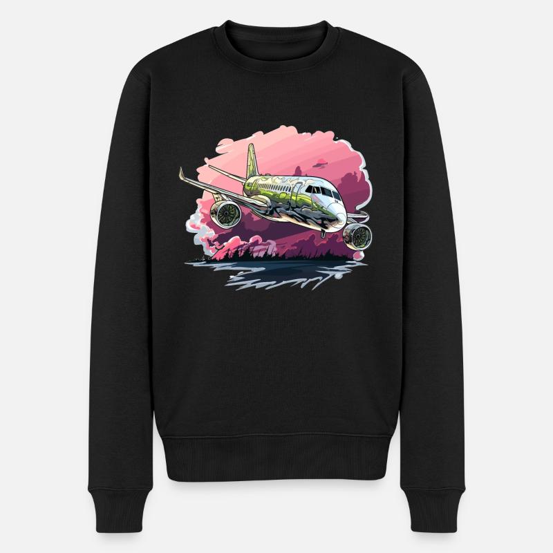 Flugzeug - Illustration - Männer Premium Bio Pullover - Schwarz