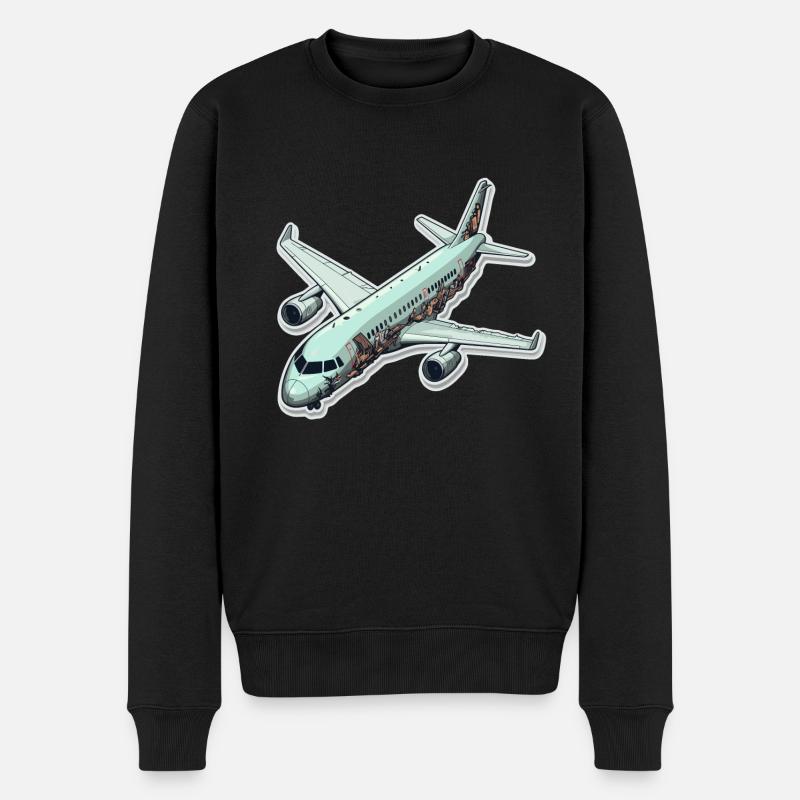 Flugzeug - Illustration - Männer Premium Bio Pullover - Schwarz