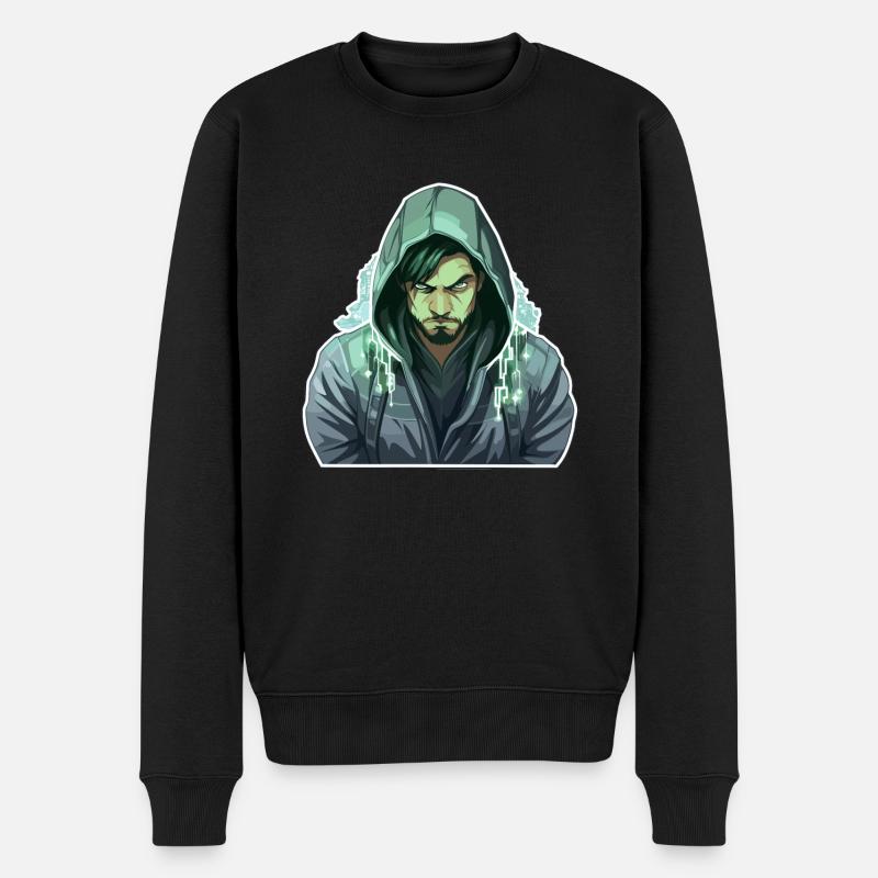 Ethical Hacker - Illustration - Männer Premium Bio Pullover - Schwarz