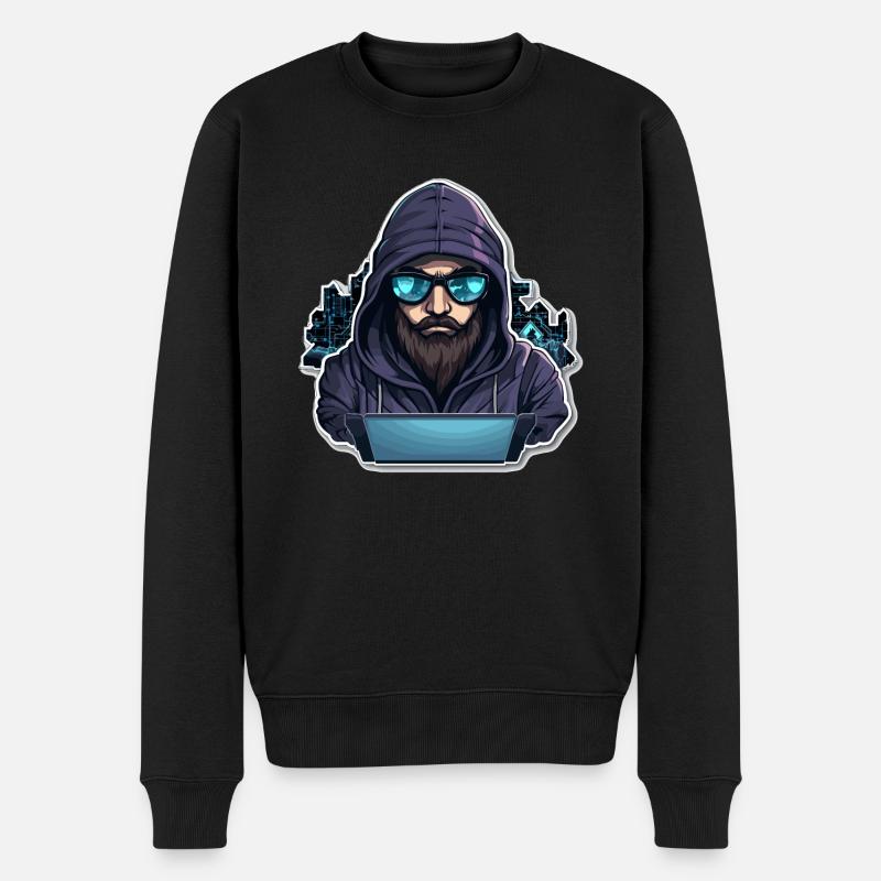Ethical Hacker - Illustration - Männer Premium Bio Pullover - Schwarz