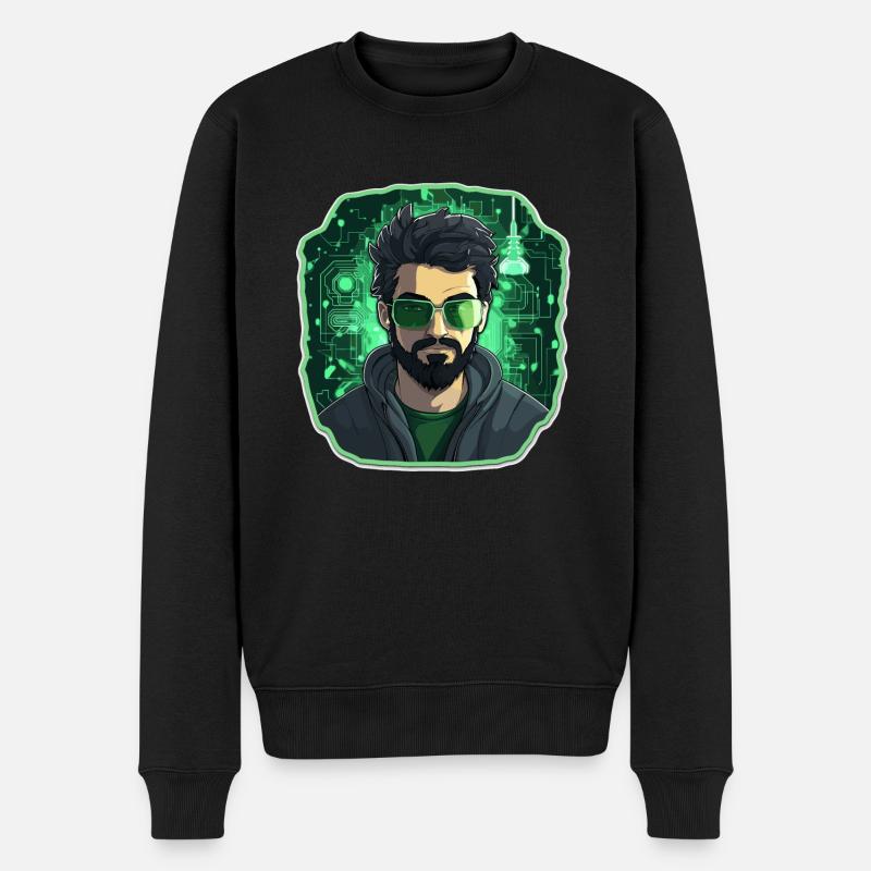 Ethical Hacker - Illustration - Männer Premium Bio Pullover - Schwarz