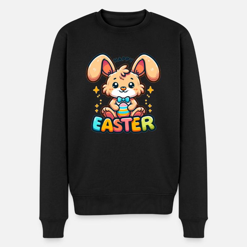 Happy Easter - Easter Bunny Illustration - Men's Premium Organic Jumper - black