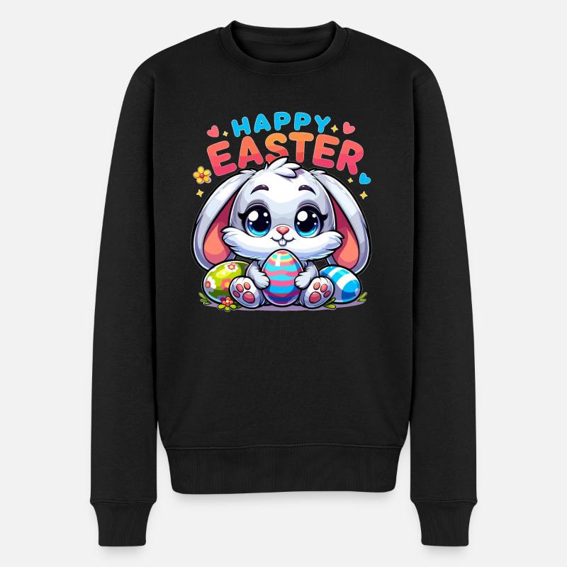 Happy Easter - Easter Bunny Illustration - Men's Premium Organic Jumper - black