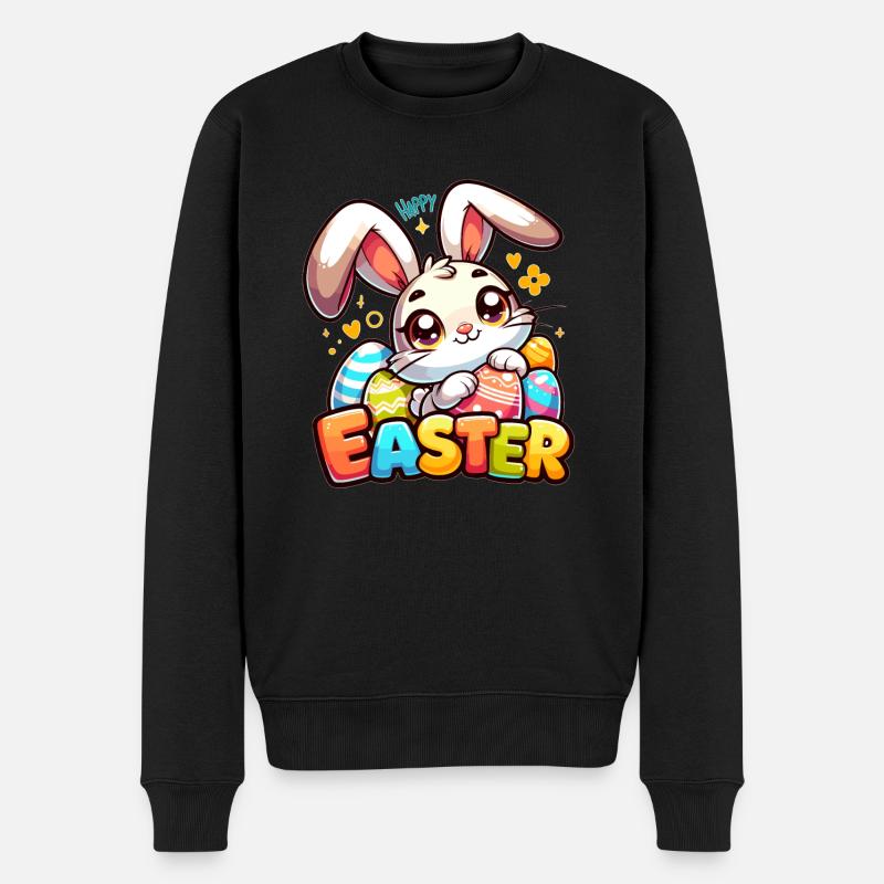 Happy Easter - Easter Bunny Illustration - Men's Premium Organic Jumper - black