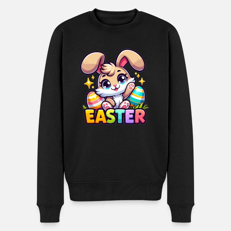Happy Easter - Easter Bunny Illustration - Men's Premium Organic Jumper - black