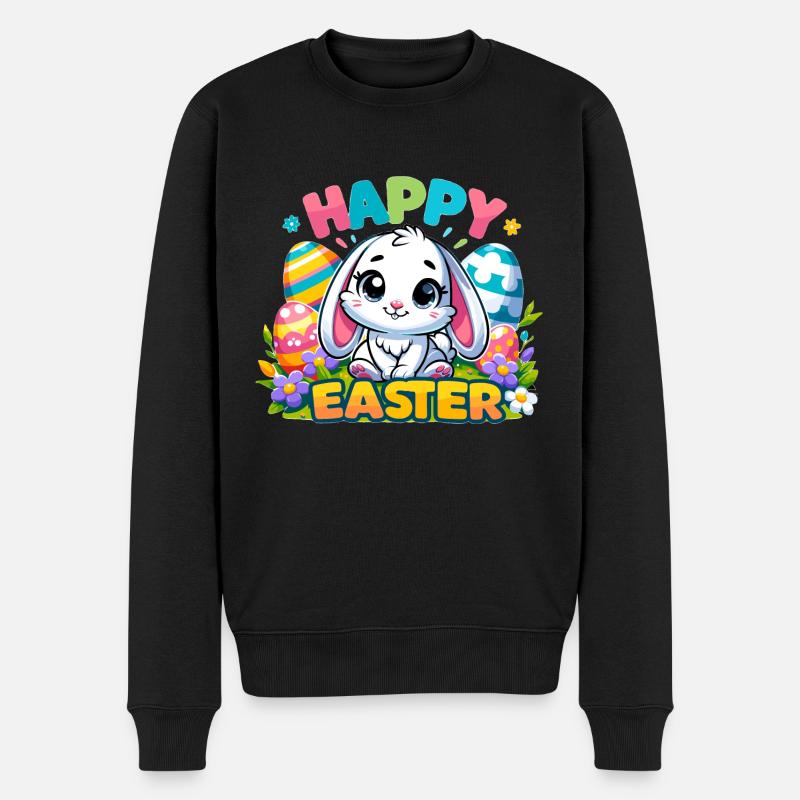 Happy Easter - Easter Bunny Illustration - Men's Premium Organic Jumper - black
