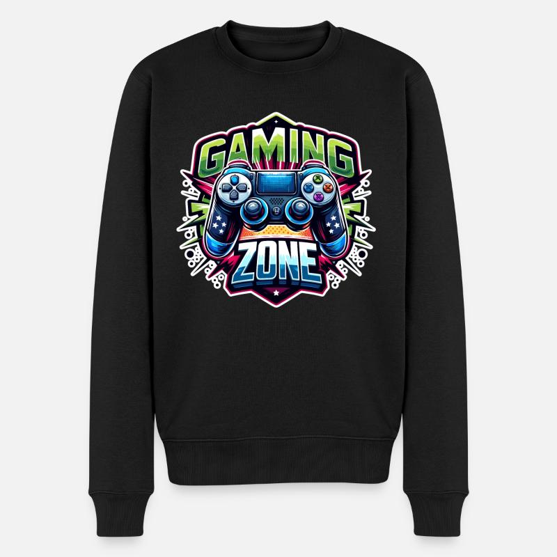 Gaming Zone - Controller Illustration - Männer Premium Bio Pullover - Schwarz