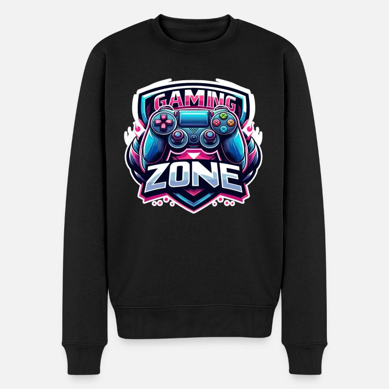 Gaming Zone - Controller Illustration - Männer Premium Bio Pullover - Schwarz