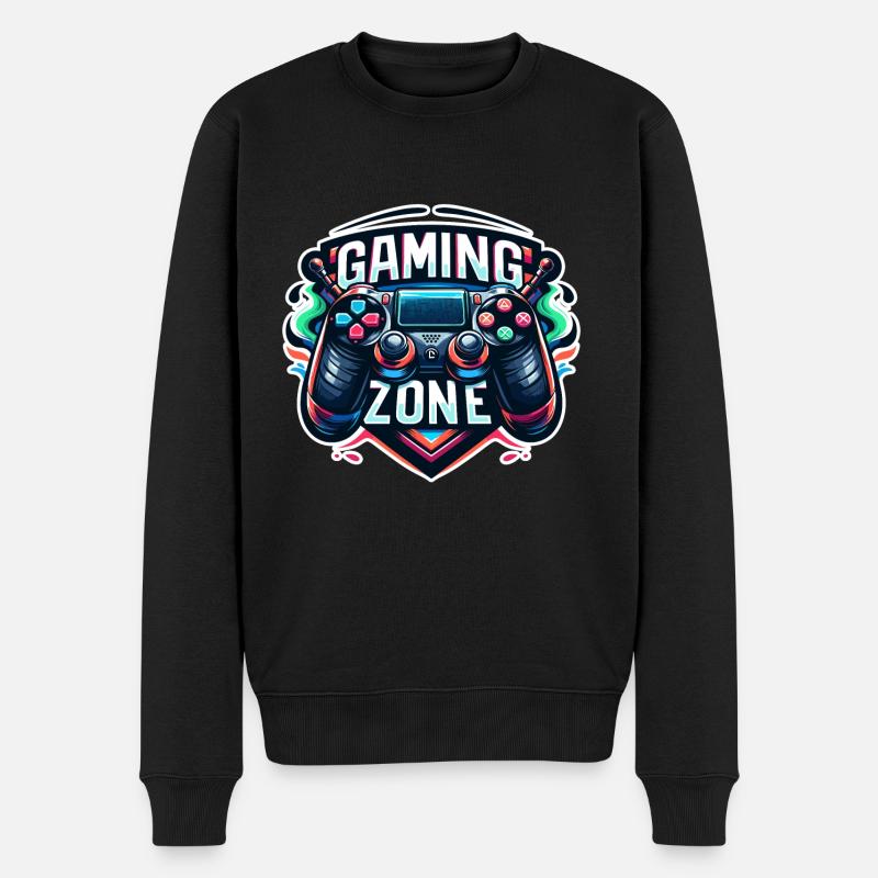 Gaming Zone - Controller Illustration - Männer Premium Bio Pullover - Schwarz