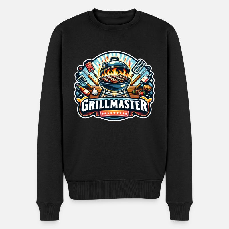 GrillMaster - Grill Illustration - Männer Premium Bio Pullover - Schwarz