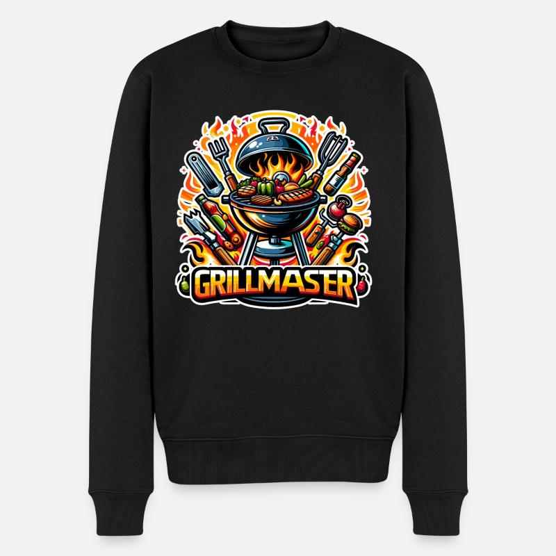 GrillMaster - Grill Illustration - Männer Premium Bio Pullover - Schwarz