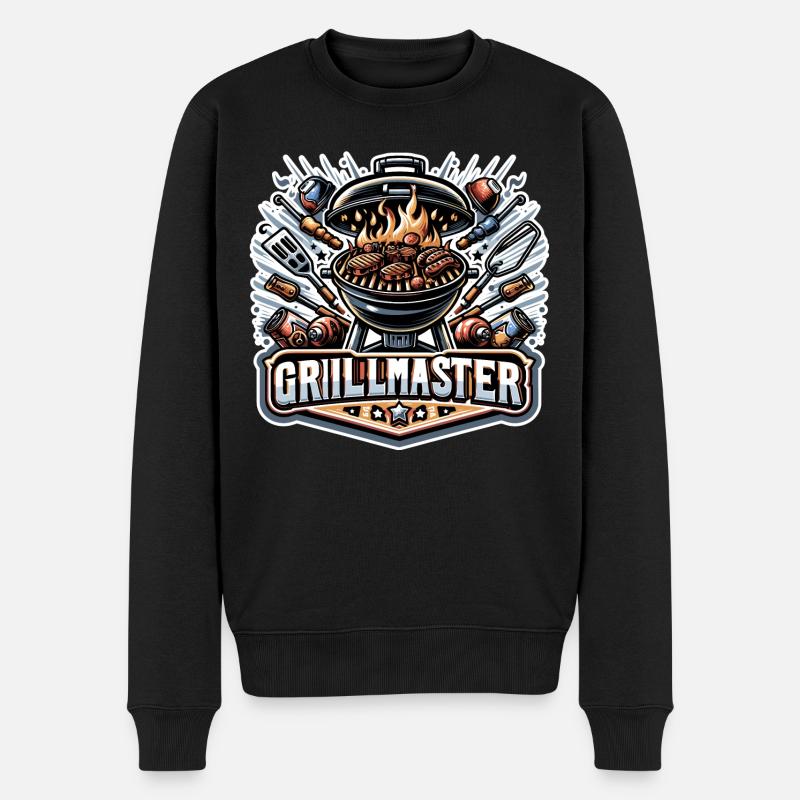 GrillMaster - Grill Illustration - Männer Premium Bio Pullover - Schwarz