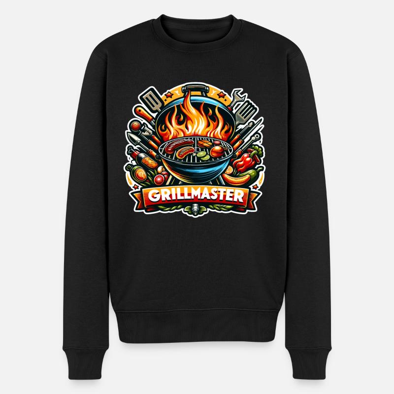 GrillMaster - Grill Illustration - Männer Premium Bio Pullover - Schwarz