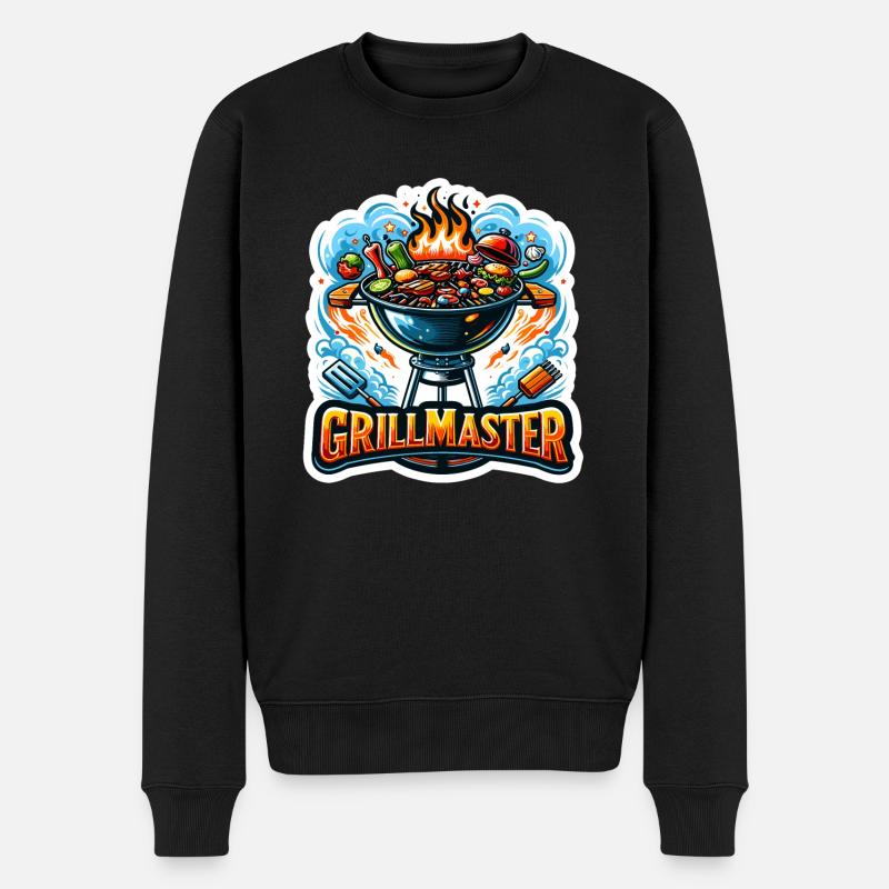GrillMaster - Grill Illustration - Männer Premium Bio Pullover - Schwarz