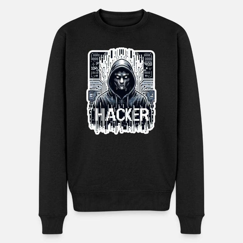 Hacker - Illustration - Männer Premium Bio Pullover - Schwarz