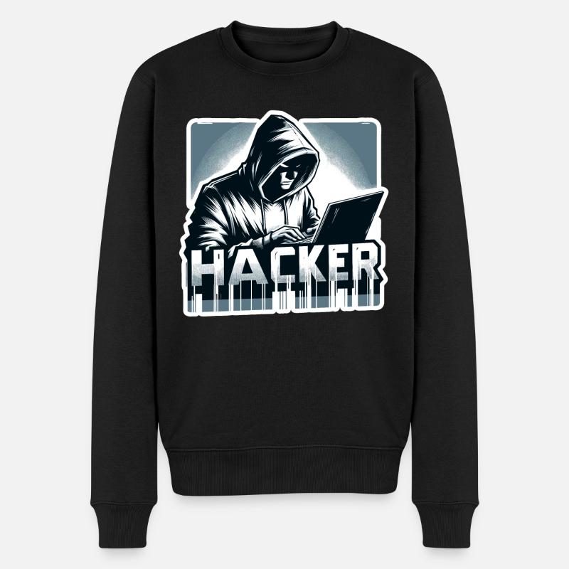 Hacker - Illustration - Männer Premium Bio Pullover - Schwarz