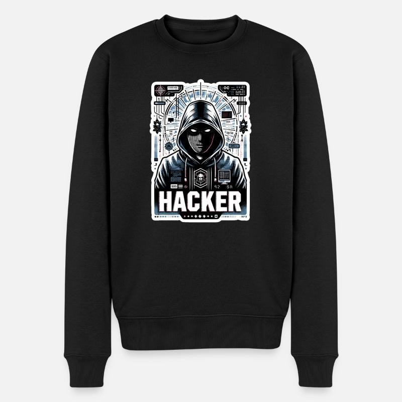 Hacker - Illustration - Pull Premium bio Homme - noir