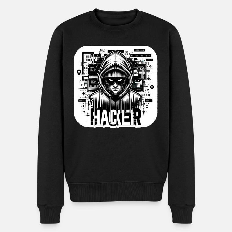 Hacker - Illustration - Männer Premium Bio Pullover - Schwarz