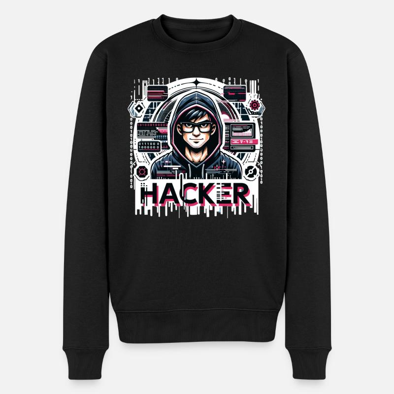 Hacker - Illustration - Pull Premium bio Homme - noir