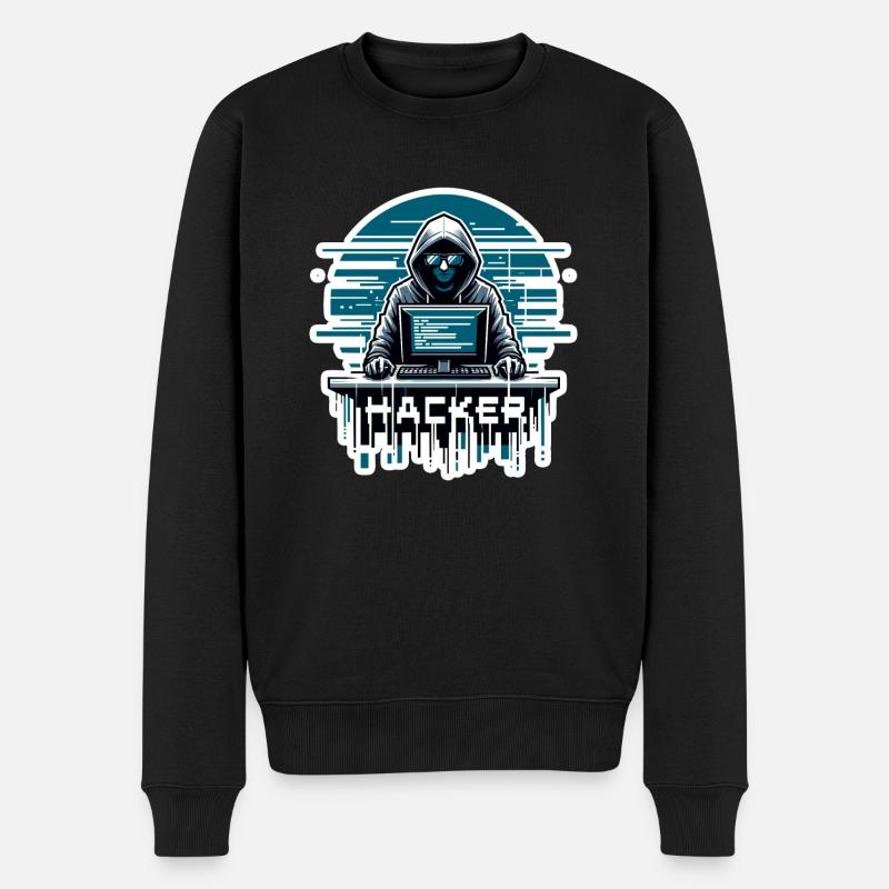 Hacker - Illustration - Pull Premium bio Homme - noir