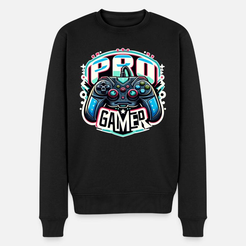 Pro Gamer - Controller Illustration - Männer Premium Bio Pullover - Schwarz