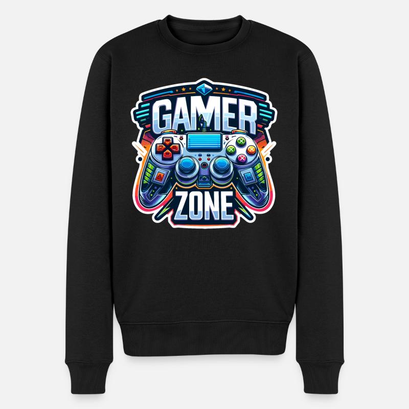 Gamer Zone - Controller Illustration - Männer Premium Bio Pullover - Schwarz