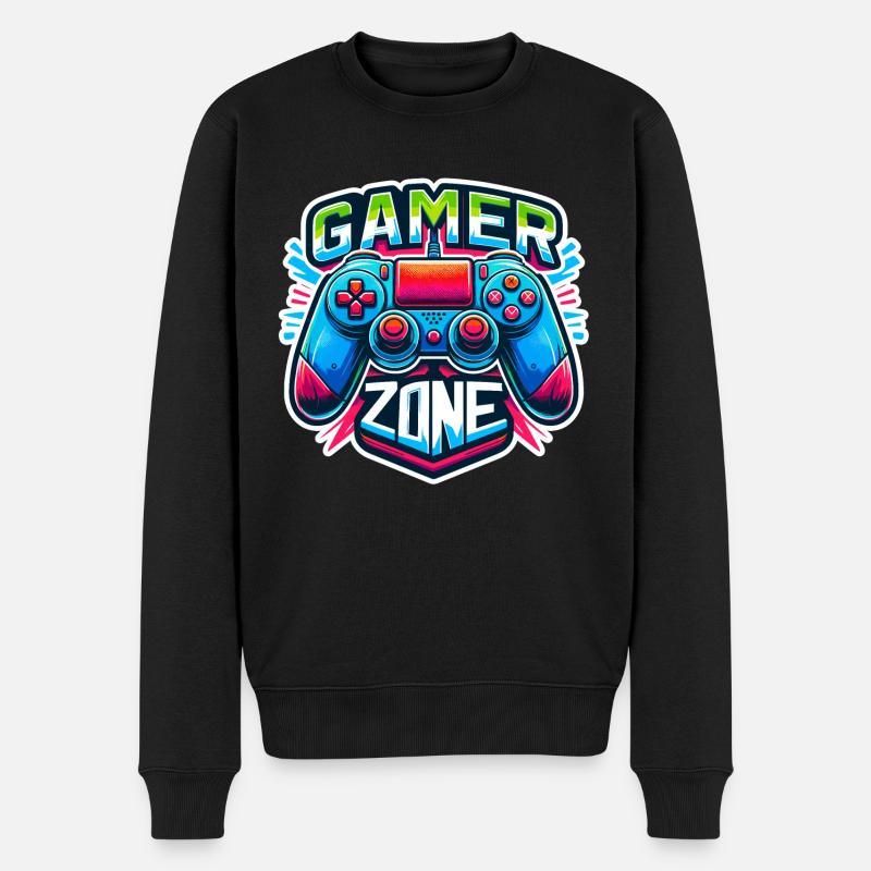Gamer Zone - Controller Illustration - Männer Premium Bio Pullover - Schwarz