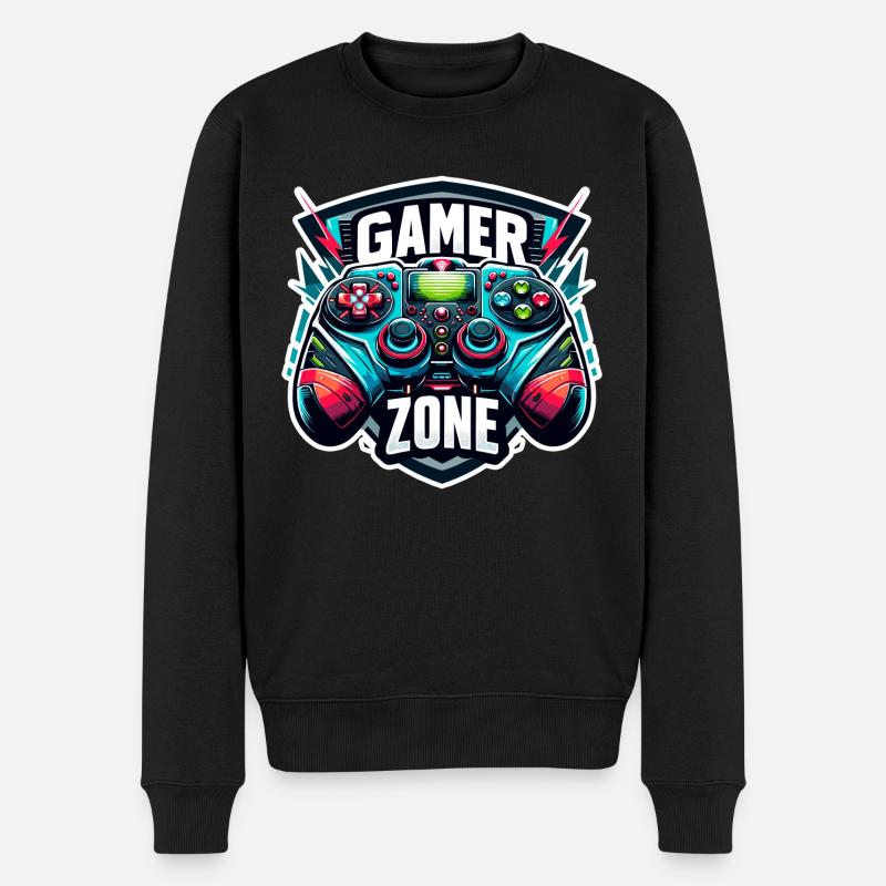 Gamer Zone - Controller Illustration - Männer Premium Bio Pullover - Schwarz
