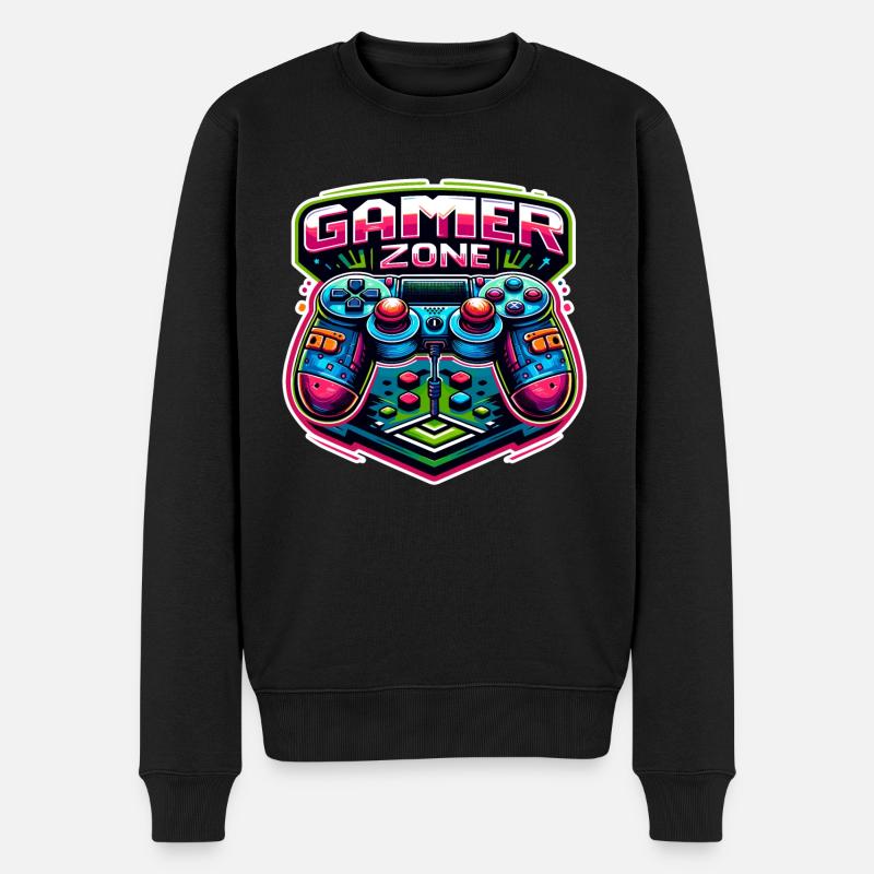Gamer Zone - Controller Illustration - Männer Premium Bio Pullover - Schwarz