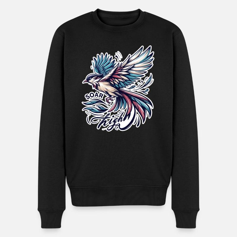 Soar High - Vogel Illustration - Männer Premium Bio Pullover - Schwarz