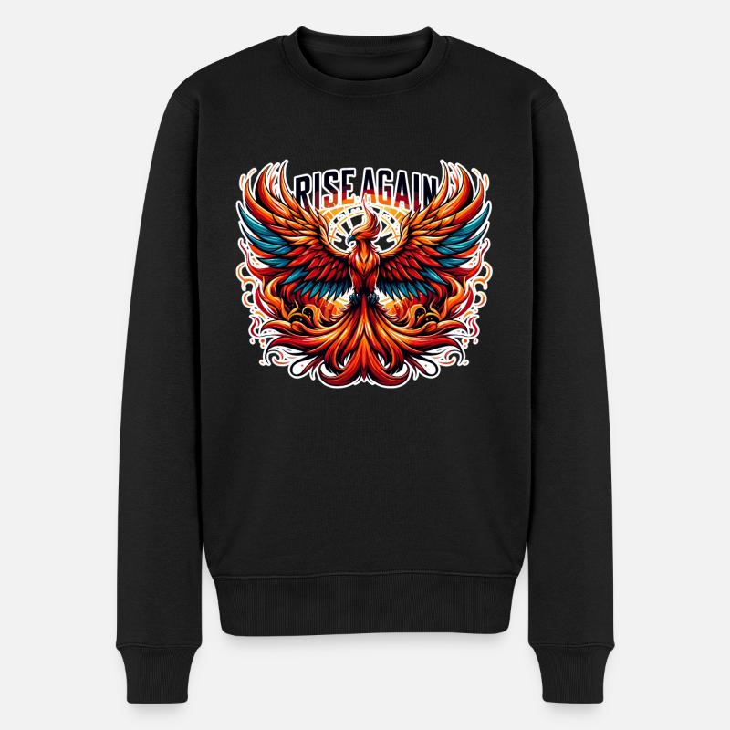 Rise Again - Phönix Illustration - Männer Premium Bio Pullover - Schwarz