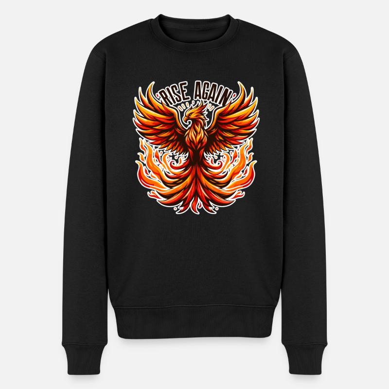 Rise Again - Phönix Illustration - Männer Premium Bio Pullover - Schwarz