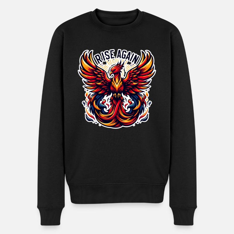 Rise Again - Phönix Illustration - Männer Premium Bio Pullover - Schwarz