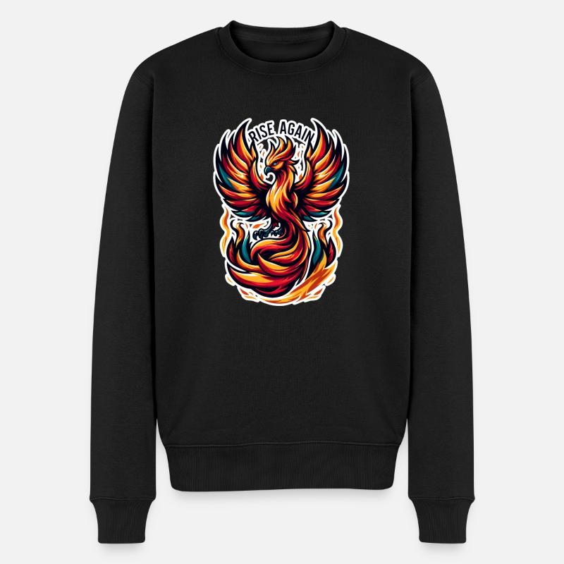 Rise Again - Phönix Illustration - Männer Premium Bio Pullover - Schwarz