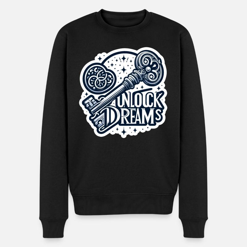 Unlock Dreams - Schlüssel Illustration - Männer Premium Bio Pullover - Schwarz