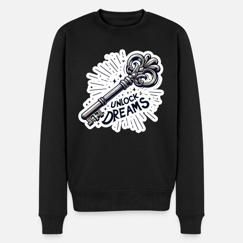 Unlock Dreams - Schlüssel Illustration - Männer Premium Bio Pullover - Schwarz