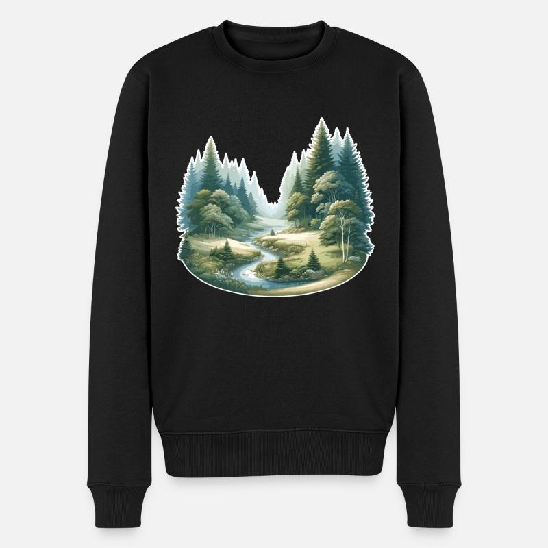 Landschaft - Illustration - Männer Premium Bio Pullover - Schwarz