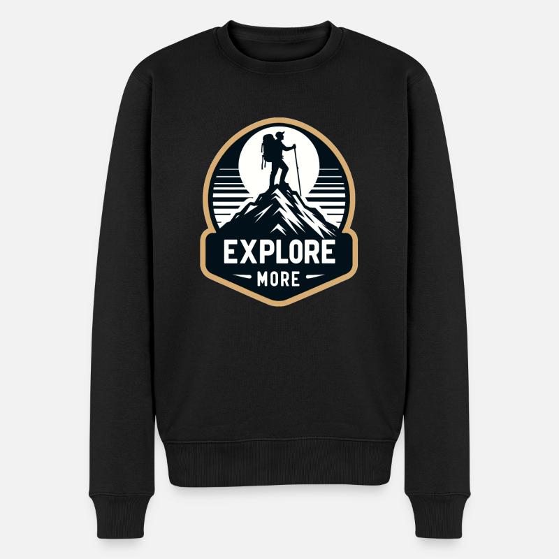 Explore more - Wanderer - Männer Premium Bio Pullover - Schwarz