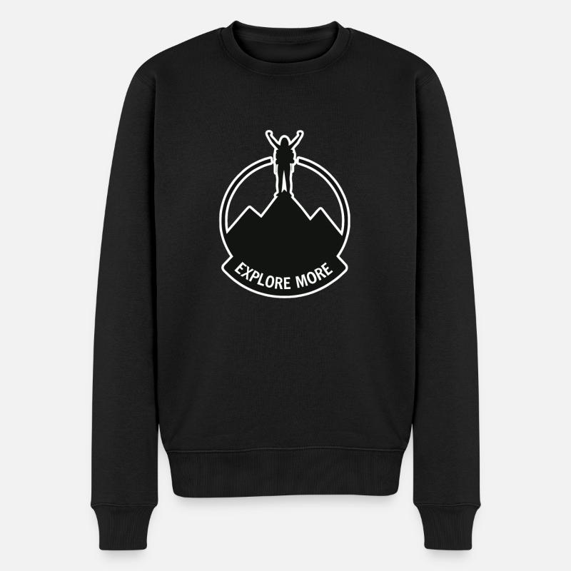 Explore more - Wanderer - Männer Premium Bio Pullover - Schwarz