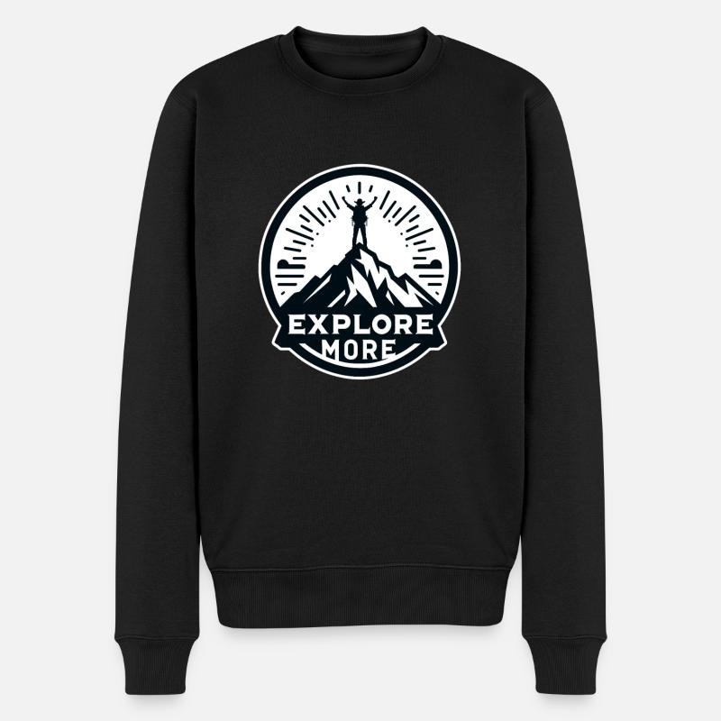 Explore more - Wanderer - Männer Premium Bio Pullover - Schwarz