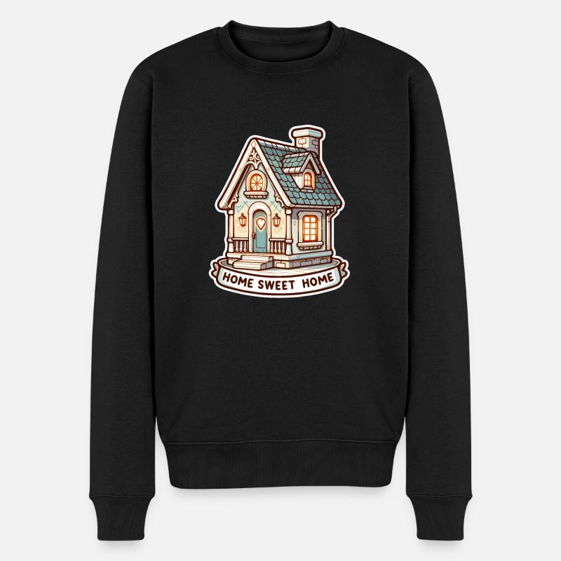 Home Sweet Home - Haus Illustration - Männer Premium Bio Pullover - Schwarz