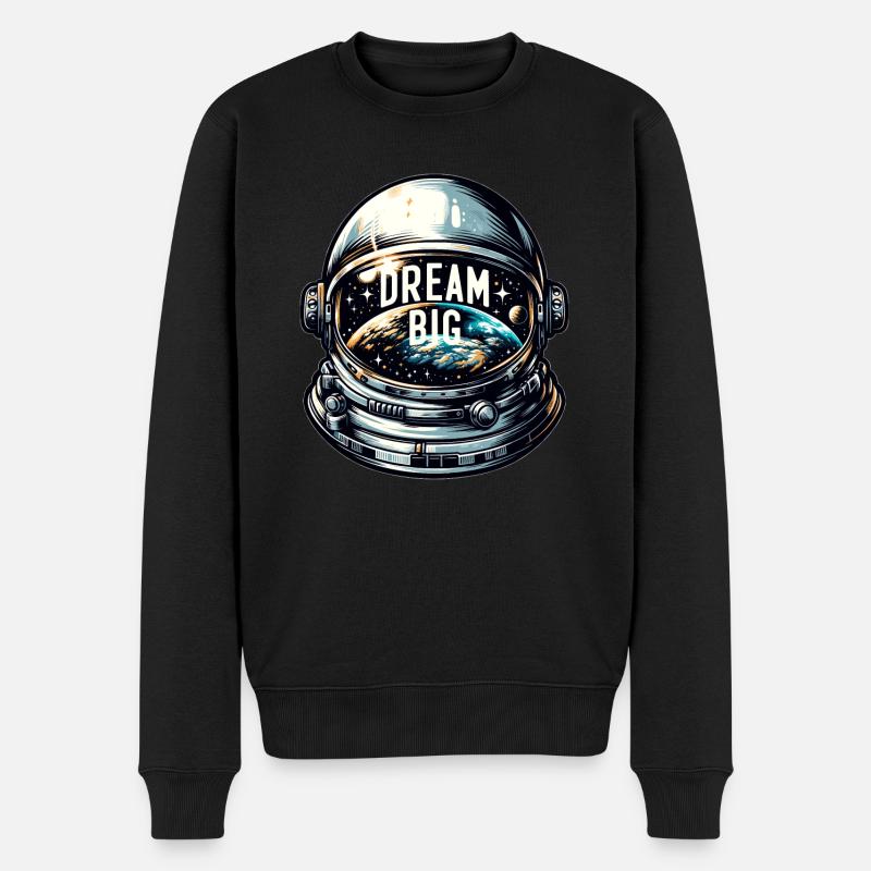 Dream Big - Astronaut Illustration - Männer Premium Bio Pullover - Schwarz