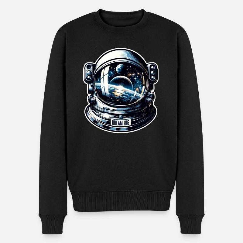 Dream Big - Astronaut Illustration - Männer Premium Bio Pullover - Schwarz
