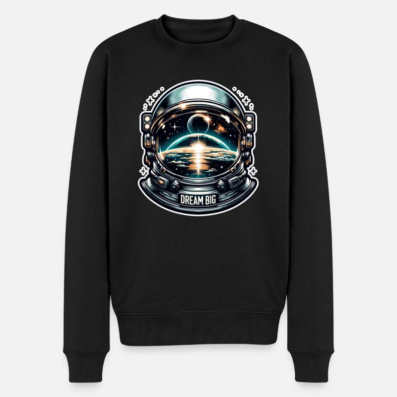 Dream Big - Astronaut Illustration - Männer Premium Bio Pullover - Schwarz