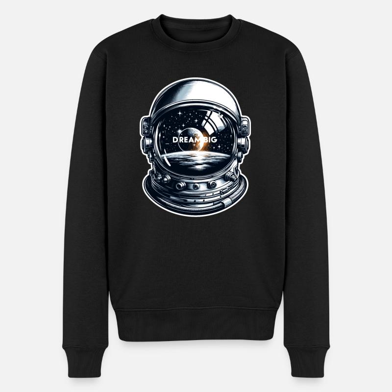 Dream Big - Astronaut Illustration - Männer Premium Bio Pullover - Schwarz