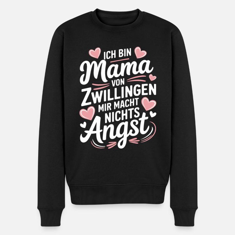 Zwillingsmama Zwillings Mutter Mama von Zwillingen - Männer Premium Bio Pullover - Schwarz