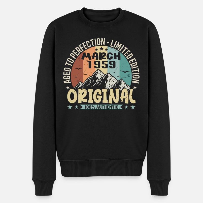 66. Geburtstag Jubiläum märz 1959, march 1959 - Männer Premium Bio Pullover - Schwarz