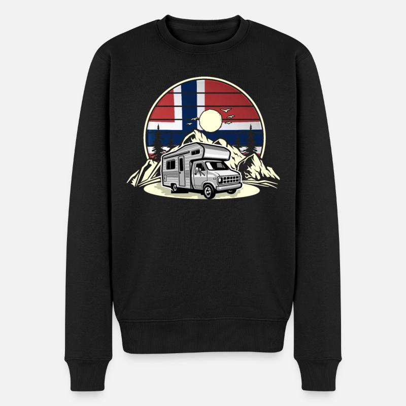 Norwegen Camping Wohnmobil Reise Urlaub - Männer Premium Bio Pullover - Schwarz